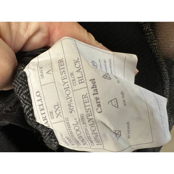 Martello Mens 2XL Gray Herringbone Wool Blend Button-Up Jacket Ribbed Hem button - Picture 5 of 8